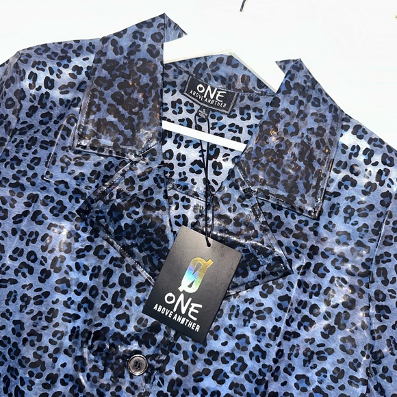 Leopard print trench coat vinyl mens ASOS ONE above the other - Picture 5 of 7